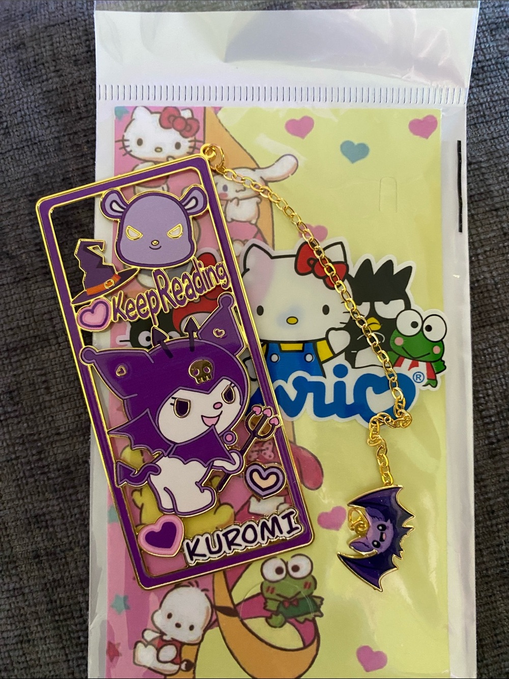 NWT Kuromi Purple Enamel Bookmark Charm - 🖤💜